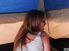 Rubia, Tetona, Semen en la boca, Polla, Estilo perrito, Lencería, Tetas naturales, Voyeur