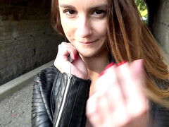 Adele Unicorn gets down on her knees to suck massive cock