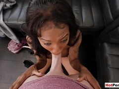 Ebony COUGAR sport mother September Reign doing exercise on a thick white boner