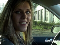 Beautiful lady with nice small tits jumps on a huge dick