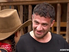 デカ尻, ブロンド, 茶髪の, フランス人, Hd, ストッキング, タトゥー, 三人