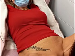 Blonde milf cougar spreads her legs and gets 2 new pussy piercings