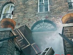 Facialized inked babe squirts rubbing clit