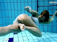 18, ブロンド, 女, フェティッシュ, ヌード, プール, 公共, 水中