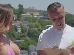 デカパイ, ブロンド, バック, 顔射, Hd, プール, 馬乗り, タトゥー