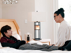 Tussi, Grosser arsch, Braunhaarige, Schwanz, Handjob, Milf