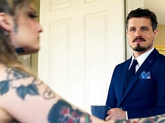 アナル, ブロンド, イく瞬間, 指いじり, ラフ, タトゥー, 三人, 妻