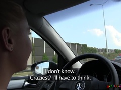 Auto, Vingeren, Vriendin, Lesbisch, Likken, Buiten, Kut duiken, Trio