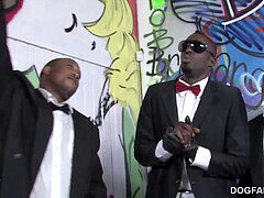 buxomy Blonde Cindee Gets Enjoys bi-racial gang-fuck