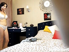 Chambre à dormir, Brunette brune, Femelle, Hd, Culottes ou slips, Cheveux courts, Solo, Webcam