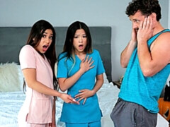 ベッドルーム, デカチン, フェラチオ, バック, 女 人男 人, 自然山雀, ティーン, オッパイの