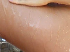 Chica, Rubia, Morena, Consolador, Masturbación, Al aire libre, Piscina, Tetas