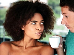 Beautiful ebony model Luna C fucked by a long white dick