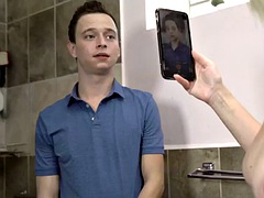 Busty licked milf in the bathroom fucked by stud after playing with tongue