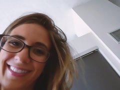 A busty princess that has a sexy body is giving a blow job