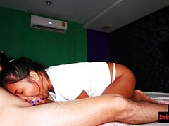 Horny Thai teen amateur fucked in her big ass after an amazing deepthroat