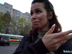 Perky tits brunette MILF fucks a random passer by to help get her extra cash