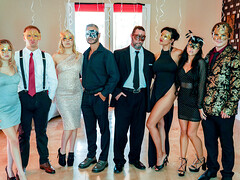 ブロンド, フェラチオ, バック, グループ, 手コキする, マスク, パーティ, 馬乗り