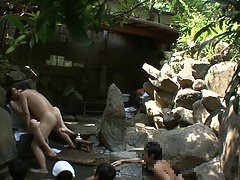Érotique, Peloter, Japonaise, Orgasme, De plein air, Public, Suçant, Épouse