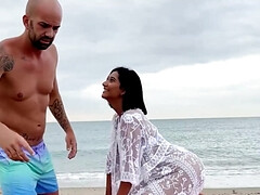 Complete stranger gets to fuck her hole on the beach