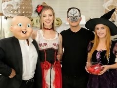 お尻, デカパイ, フェラチオ, バック, 女 人男 人, 手コキする, ティーン, 三人