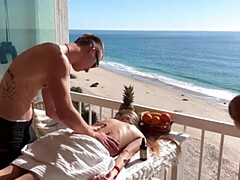 Skinny Bunny Rabbits Girl Fingered to Orgasm by Public Masseur