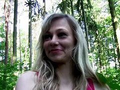 Blond, Pijpbeurt, Hondjeshouding, Sperma in gezicht, Hd, Natuurlijke tieten, Buiten