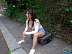 Tru Kait gets paid for some street fun with public agent in POV