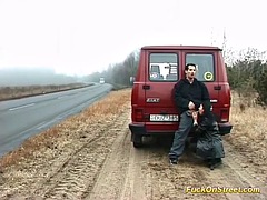 German couple fuck on street
