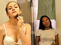 Leie, Asiatisch, Hinter den kulissen, Blondine, Paar, Hd, Dürr, Tätowierung
