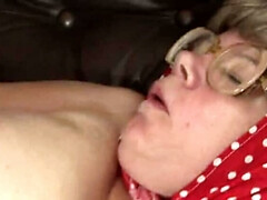 Horny Granny with Hairy Pussy Gets Extreme Blowjob and Facial