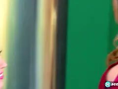 Destiny Rose & Kaytee Carter put on a boob-sucking, pussy-eating show for a lucky guy