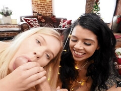 Coco Lovelock and Harley Haze pleasuring horny dude in POV