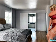 Grote kont, Blond, Stel, Diep in de keel, Hd, Hakken, Ondergoed, Tieten likken