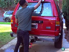 Sucer une bite, Brunette brune, Tir de sperme, Queue, Suçant
