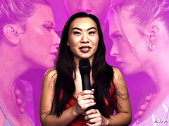 Aziatisch, Grote kont, Bruinharig, Hondjeshouding, Jurk, Handschoenen, Sportzaal, Inshuiven