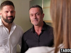 デカチン, デカパイ, フェラチオ, 淫乱熟女, 母, 小柄, ガリガリ, 三人