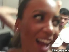 黒人, 大学生, 顔射, グループ, 現実, 赤毛, 剃毛, ティーン