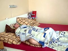 Old skinny woman masturbating with young girl