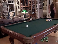 Amateur wives Mandy and Nikki masturbating and licking on the pool table