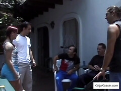 18, 顔射, 乱交, グループ, ハードコア, アウトドア, オッパイの, 濡れ