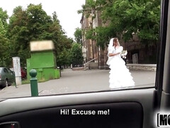 アナル, デカ尻, フェラチオ, 結婚, 車, ドレス, 公共, 結婚式