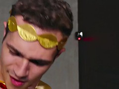 Tattooed beauty in the gym bareback cosplay tight ass