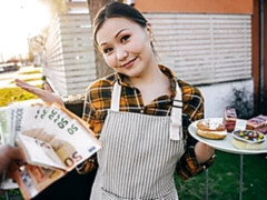 アジア人, デカ尻, 茶髪の, バック, お金, 自然山雀, ティーン, オッパイの