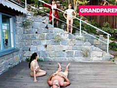 素人, デカパイ, フェラチオ, お婆さん, Hd, オナニー, 公共, ガリガリ