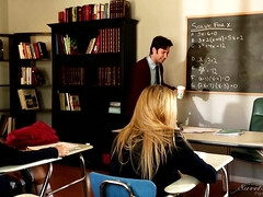 Blondine, Schwanz, Behaart, Hd, Lecken, Muschi, Student, Uniform