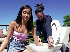 Grote lul, Zwart, Pijpbeurt, Hondjeshouding, Zwart, Interraciaal, Geschoren, Tiener