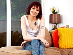 Sweet small-tit model Kourtney plays with her hungry wet snatch
