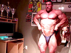 FRONT LAT stretches MASHUP - hefty BODYBUILDERS FLEXING IN taut POSING TRUNKS