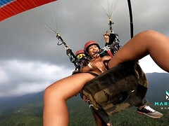 The number 1 black actress from Colombia Mariana Martix goes paragliding masturbating nude - Outdoor